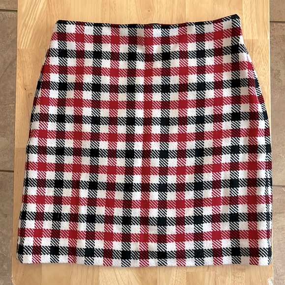 Talbots wool plaid mini skirt red black and cream - Picture 1 of 6